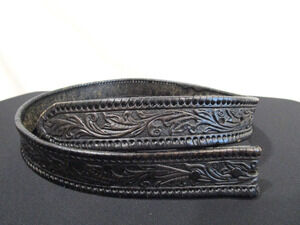 Handmade Western Black Leather Tooled Replacement Belt Adult Sz 32